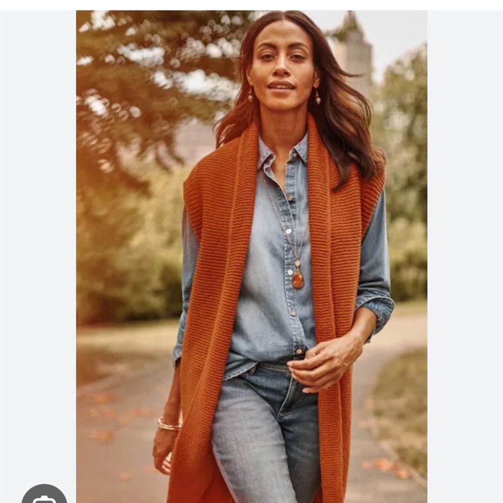 J. Jill Women's Warm Rust Cardigan Vest